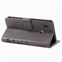 Huawei Handy Tasche Handyhülle Schutz Hülle Blumen Flip Cover Buch Case Etui Huawei P Smart 2019 / Honor 10 Lite Grau