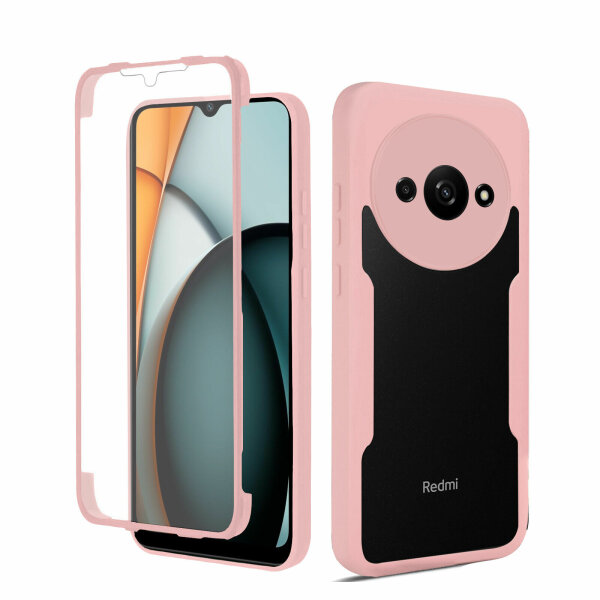 360° Grad Hülle Xiaomi Redmi A3 Rundum vollschutz Integriertem Displayschutz Rosa
