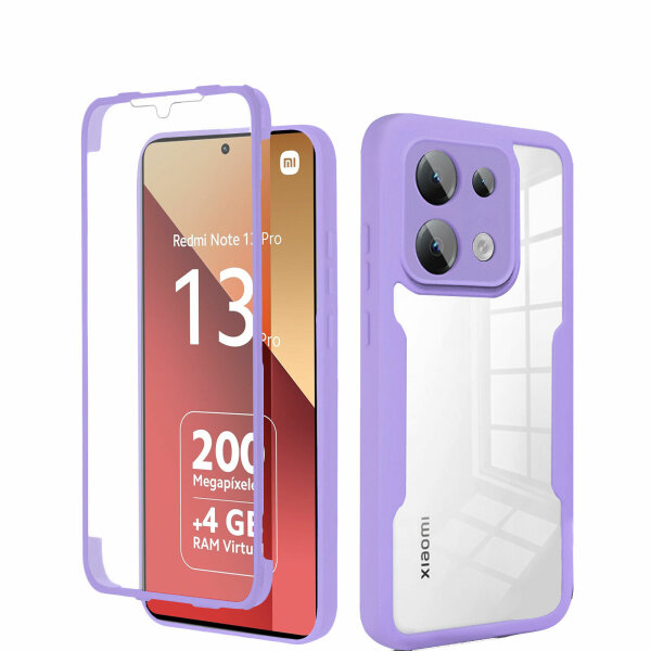 360° Grad Hülle Xiaomi Redmi Note 13 Pro 4G mit Integriertem Displayschutz Lila