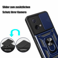 Outdoor Panzer Hülle Motorola Moto G84 Handyhülle mit Kameraschutz Ringhalter Blau