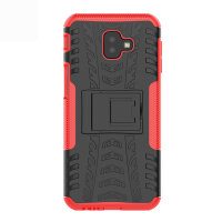Handy Tasche für Samsung Galaxy Case Panzer Hülle Cover Schutzhülle Etui Bumper Galaxy J6+ Rot