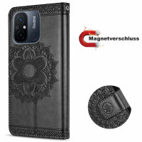 Hülle für Xiaomi Redmi 12C Handyhülle Handy Tasche Klapphülle Wallet Case Etui Schwarz