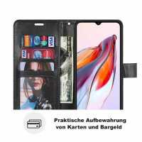 Hülle für Xiaomi Redmi 12C Handyhülle Handy Tasche Klapphülle Wallet Case Etui Schwarz