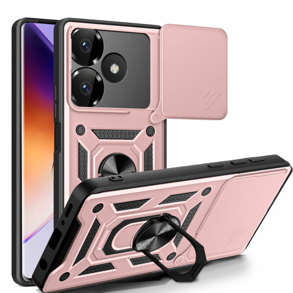 Outdoor Panzer Hülle Xiaomi Redmi 13 /Poco M6 Handyhülle Kameraschutz Ringhalter Rosegold