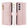 Handykette Samsung Hülle mit Band Handyhülle Kartenfächer PU Leder Umhängetasche Galaxy S23+ Rosa