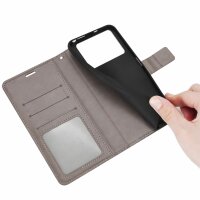 Handyhülle Hülle für Xiaomi POCO M4 Pro 4G, Handy Tasche Schutz Flip Case Schale Grau