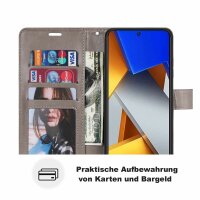 Handyhülle Hülle für Xiaomi POCO M4 Pro 4G, Handy Tasche Schutz Flip Case Schale Grau