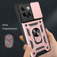 Outdoor Panzer Hülle Xiaomi 14 Handyhülle mit Kameraschutz Ringhalter Backcover Rosegold