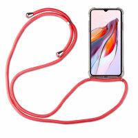 Handykette für Xiaomi Redmi 12C Handyhülle mit Band Hülle mit Kordel Handytasche Rot