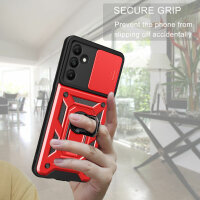 Outdoor Panzer Hülle für Samsung Galaxy A15 mit Kameraschutz Ringhalter Bumper  Rot
