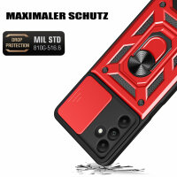 Outdoor Panzer Hülle für Samsung Galaxy A15 mit Kameraschutz Ringhalter Bumper  Rot