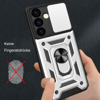 Outdoor Panzer Hülle für Samsung Galaxy S24 mit Kameraschutz Ringhalter Bumper Silber