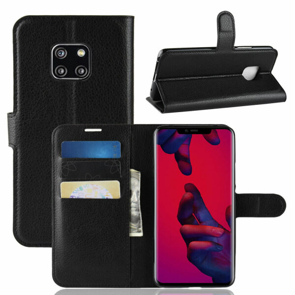 Handy Tasche Huawei Handyhülle Cover Case Klapp Schutz Hülle Etui Wallet Bumper Huawei Mate 20 Pro Schwarz