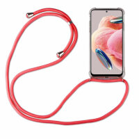 Handykette für Xiaomi Redmi Note 12 4G Handyhülle mit Band Hülle mit Kordel TPU Rot