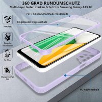 360° Grad Hülle für Samsung Galaxy A13 4G vollschutz Integriertem Displayschutz Lila
