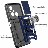 Outdoor Panzer Hülle Xiaomi Redmi 12C Handyhülle mit Kameraschutz Ringhalter Blau