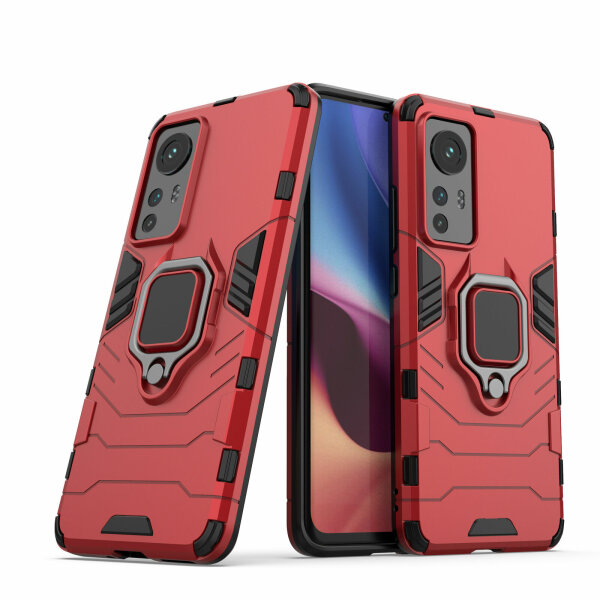 Handyhülle für Xiaomi 12 / 12X - Ring Panzer Cover Rot