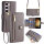 Handykette Samsung Hülle mit Band Handyhülle Kartenfächer PU Leder Umhängetasche Galaxy S23 Grau