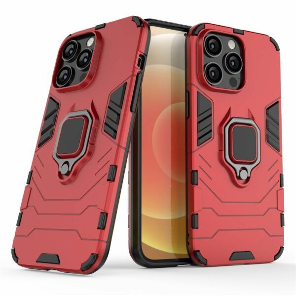 Handyhülle für Apple iPhone 14 Pro – Ring Panzer Cover Rot
