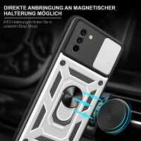 Outdoor Panzer Hülle Nokia G11 G21 Handyhülle mit Slide Kameraschutz Ringhalter Silber