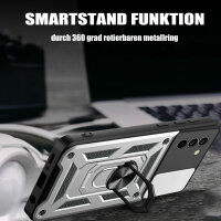 Outdoor Panzer Hülle Nokia G11 G21 Handyhülle mit Slide Kameraschutz Ringhalter Silber