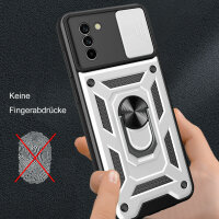Outdoor Panzer Hülle Nokia G11 G21 Handyhülle mit Slide Kameraschutz Ringhalter Silber
