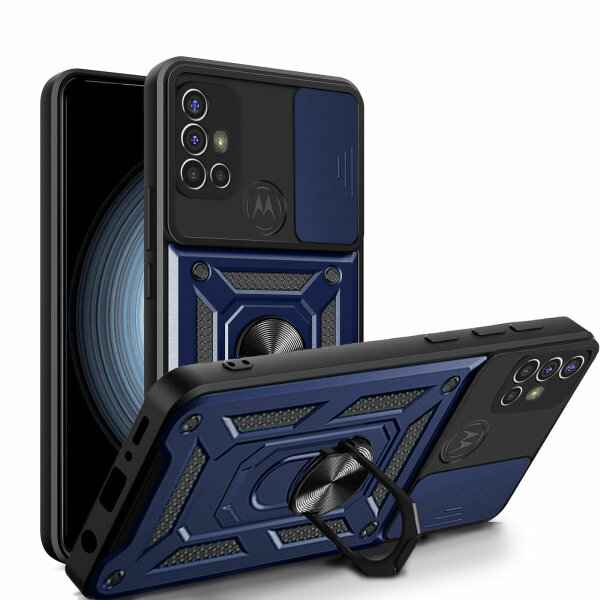 Outdoor Panzer Hülle Motorola Moto G10 G20 G30 Handyhülle mit Kameraschutz Ring Blau