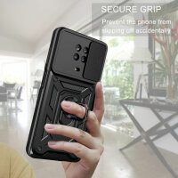 Outdoor Panzer Hülle Nokia G10 G20 Handyhülle mit Slide Kameraschutz Ringhalter Schwarz