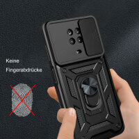 Outdoor Panzer Hülle Nokia G10 G20 Handyhülle mit Slide Kameraschutz Ringhalter Schwarz