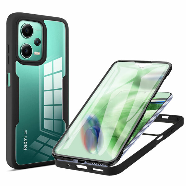 360°Grad Hülle Xiaomi Redmi Note 12 / Poco X5 5G Handyhülle mit Displayschutz Schwarz