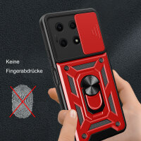 Outdoor Panzer Hülle Honor X8A Handyhülle mit Slide Kameraschutz Ringhalter Rot