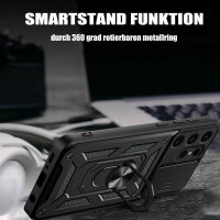 Outdoor Panzer Hülle für Samsung Galaxy S24 Ultra mit Kameraschutz Ringhalter Schwarz