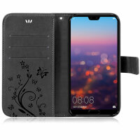 Huawei P20 Pro Handy Tasche Handyhülle Wallet Schutz Hülle Blumen Flip Cover