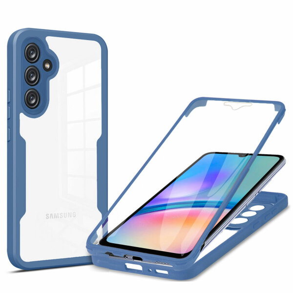 360° Grad Hülle für Samsung Galaxy A05s Handyhülle mit Integriertem Displayschut Blau