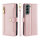 Handykette Samsung Hülle mit Band Handyhülle Kartenfächer PU Leder Umhängetasche Galaxy S22+ Rosa