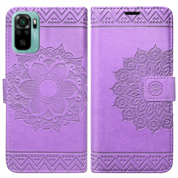 Schutz Hülle Xiaomi Redmi Note 10 Handy Tasche Flip Case Etui Schale TPU Wallet Lila