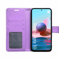 Schutz Hülle Xiaomi Redmi Note 10 Handy Tasche Flip Case Etui Schale TPU Wallet Lila