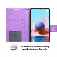 Schutz Hülle Xiaomi Redmi Note 10 Handy Tasche Flip Case Etui Schale TPU Wallet Lila