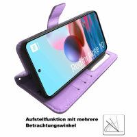 Schutz Hülle Xiaomi Redmi Note 10 Handy Tasche Flip Case Etui Schale TPU Wallet Lila