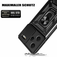 Outdoor Panzer Hülle Xiaomi Redmi Note 13 Pro+ Handyhülle Kameraschutz Ringhalte Schwarz