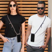 Handykette Xiaomi Mi 10T Pro Handyhülle mit Band Hülle Kordel Handy Tasche Cover in Schwarz