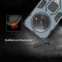 Hülle Xiaomi Redmi A3 Handyhülle Stoßfest 360° Drehbarer Ring Case Back Cover Türkis