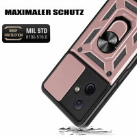 Outdoor Panzer Hülle Motorola Moto G54 Handyhülle mit Kameraschutz Ringhalter Rosegold