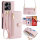 Handykette Xiaomi Hülle mit Band Handyhülle Kartenfächer PU Leder Umhängetasche Redmi Note 13 Pro 4G Rosa