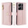 Handykette Xiaomi Hülle mit Band Handyhülle Kartenfächer PU Leder Umhängetasche Redmi Note 13 Pro 4G Rosa