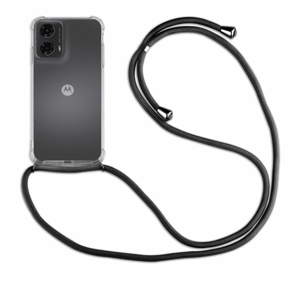 Handykette für Motorola Moto G85 Smartphone Halskette Hülle Handyhülle mit Korde Schwarz