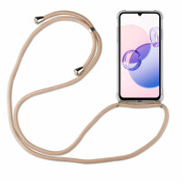 Handykette Xiaomi Redmi 13C / Poco C65 Handyhülle mit Band Hülle mit Kordel Beige / Braun