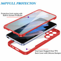 Handyhülle für Samsung Galaxy S21 Ultra – 360° Panzer Case mit Displayschutz Rot