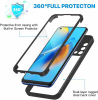 360° Grad Hülle für Oppo A74 4G Handyhülle vollschutz Integriertem Displayschutz Schwarz