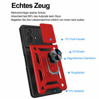 Outdoor Panzer Hülle Motorola Moto G73 5G Handyhülle mit Kameraschutz Ringhalter Rot